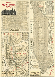 Plakat w stylu vintage New York City Map
